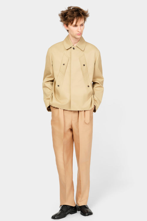 CUT-OFF TRENCH-COAT in beige cotton