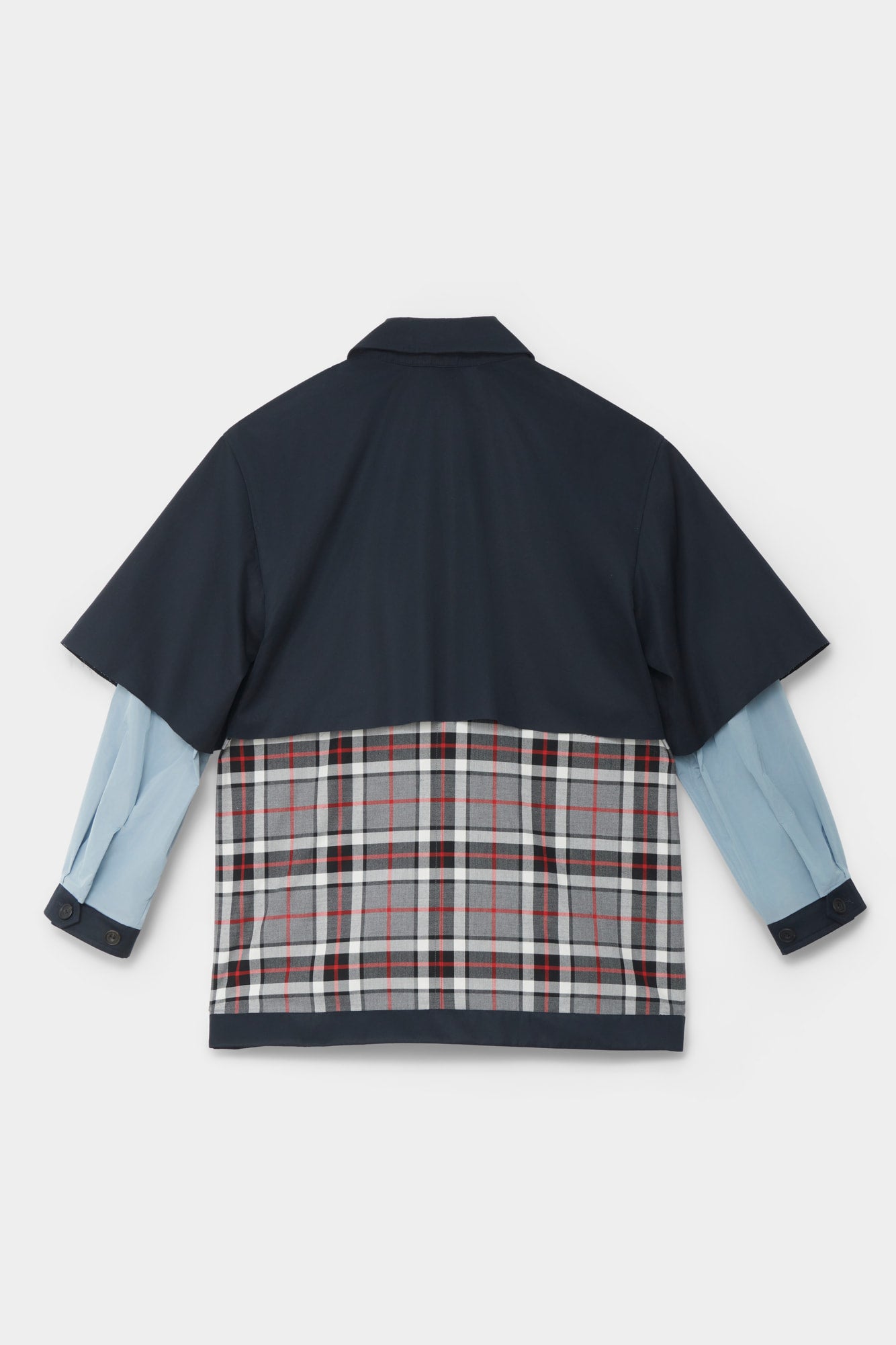 CUT-OFF TRENCH SHIRT in blue cotton