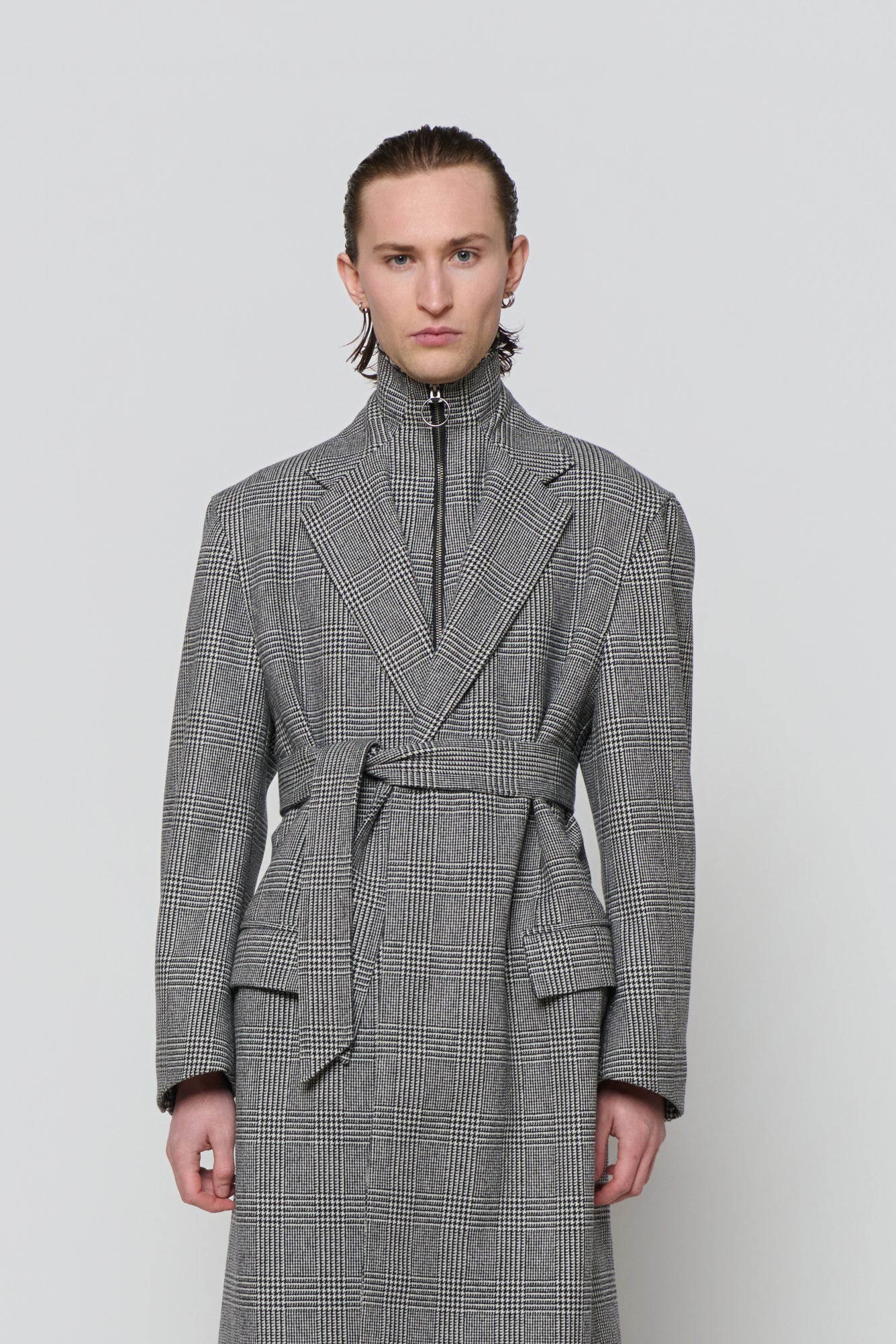 SINGLE-BREASTED OVERCOAT in glencheck