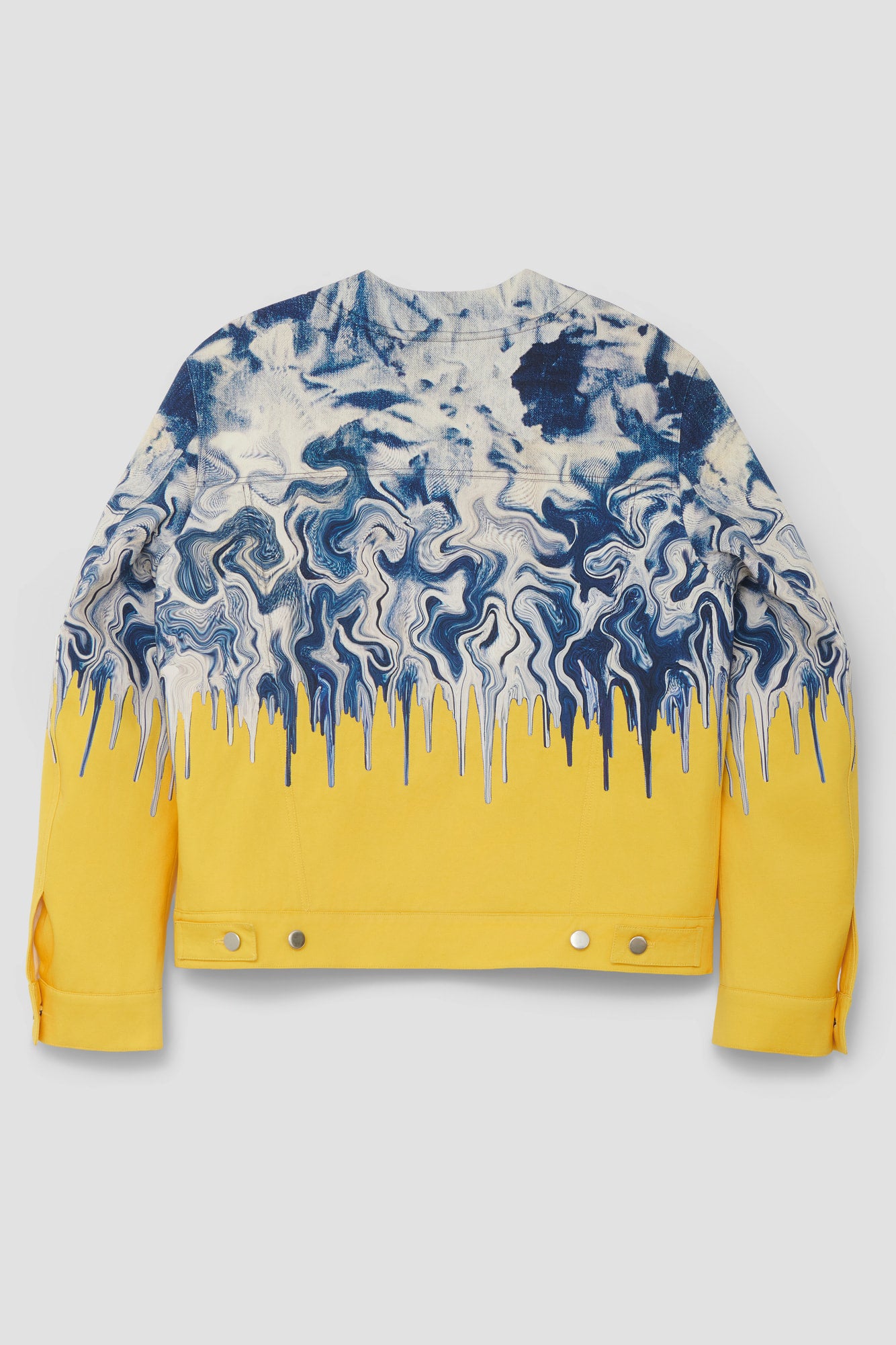 Blouson featuring a digitally printed bleached denim