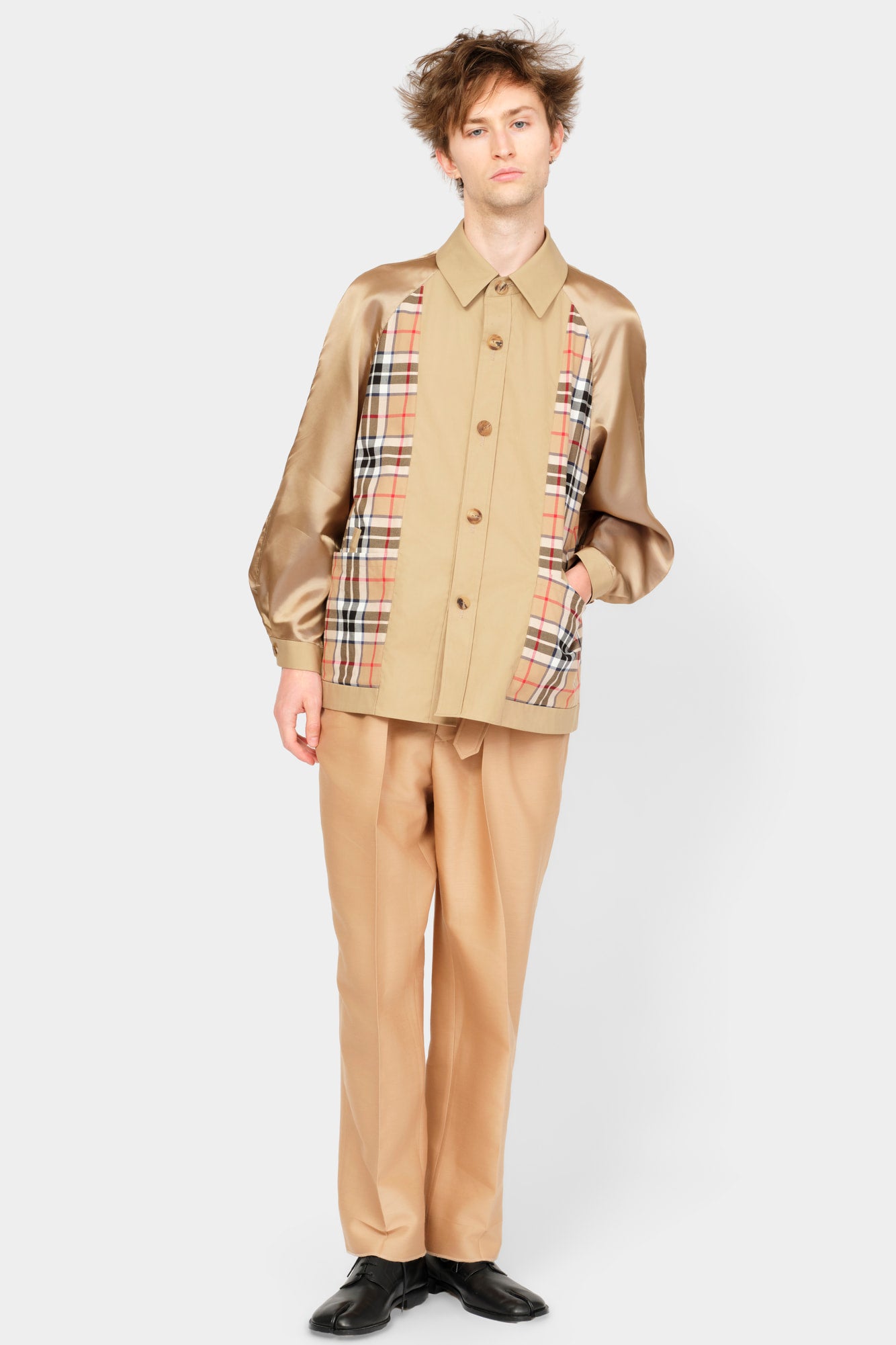 RAGLAN SLEEVE SHIRT in beige cotton