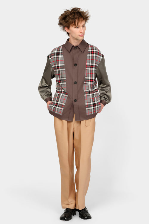 SET-IN SLEEVE SHIRT in grey cotton