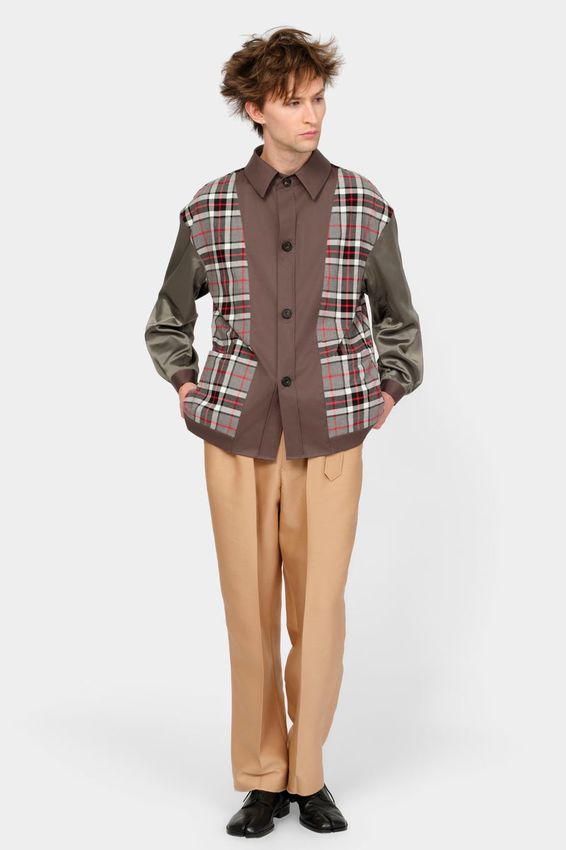 SET-IN SLEEVE SHIRT in grey cotton
