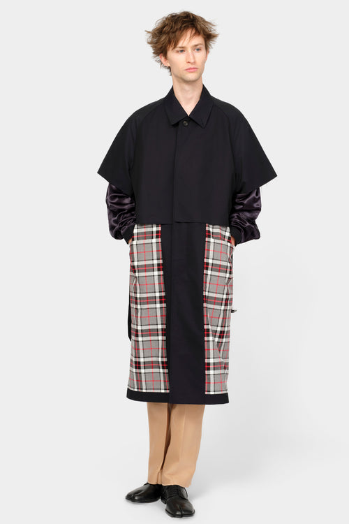 CUT-OFF TRENCH COAT in blue cotton