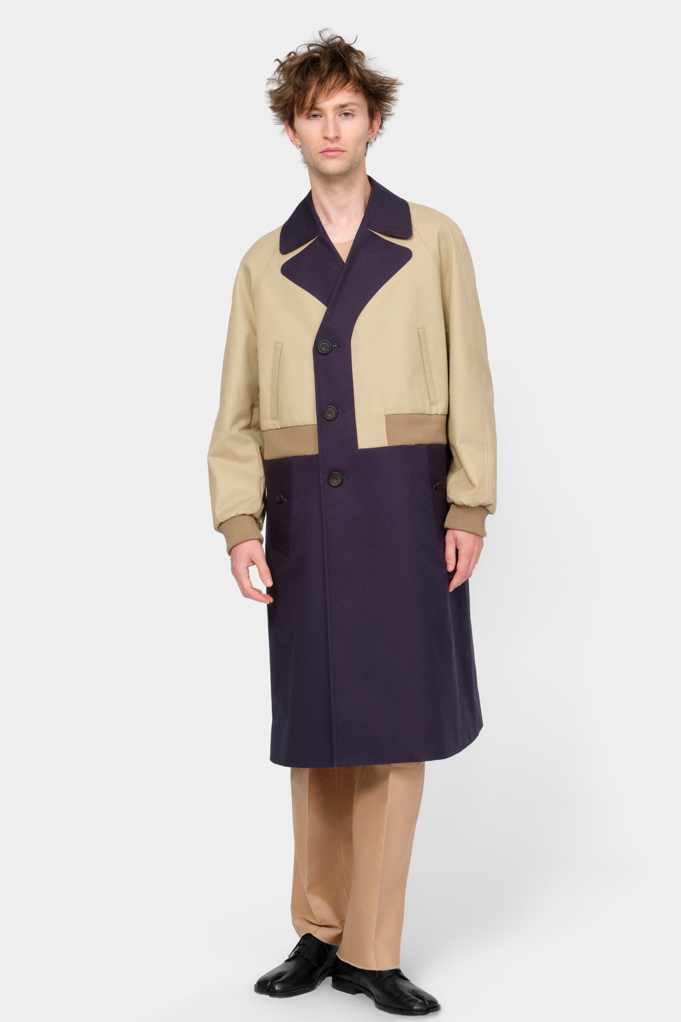TRENCH COAT in blue / beige cotton