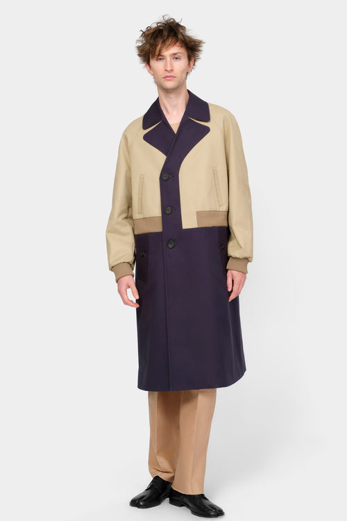 TRENCH COAT in blue / beige cotton