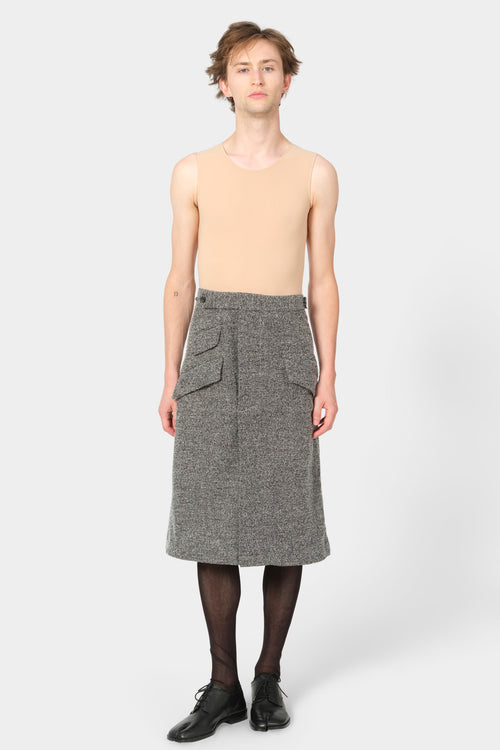 CUT-OFF OVERCOAT CULOTTE in herringbone wool