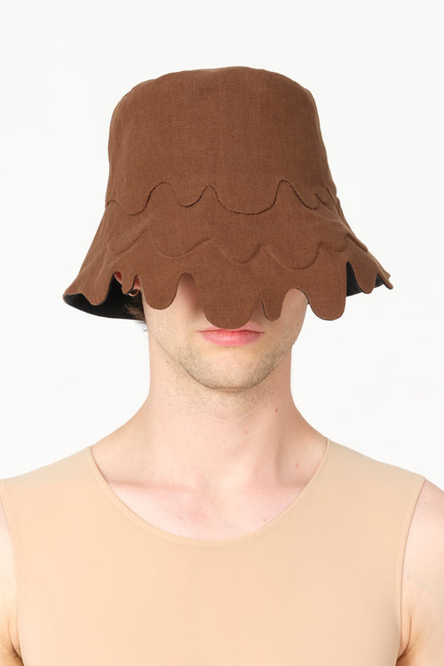 MELTING HAT brown Irish linen