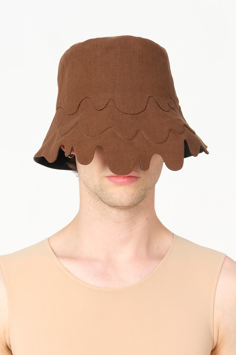 MELTING HAT brown Irish linen
