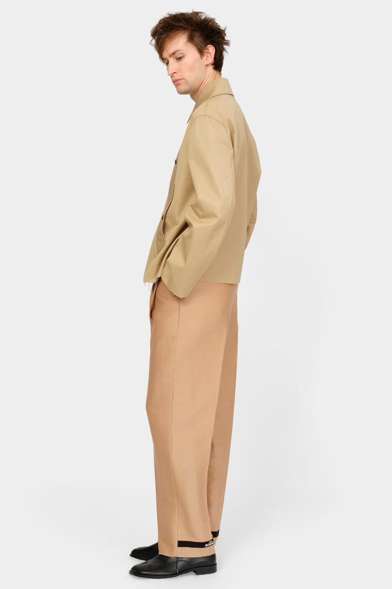 CUT-OFF TRENCH-COAT in beige cotton
