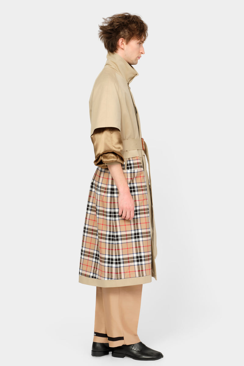 CUT-OFF TRENCH COAT in beige cotton