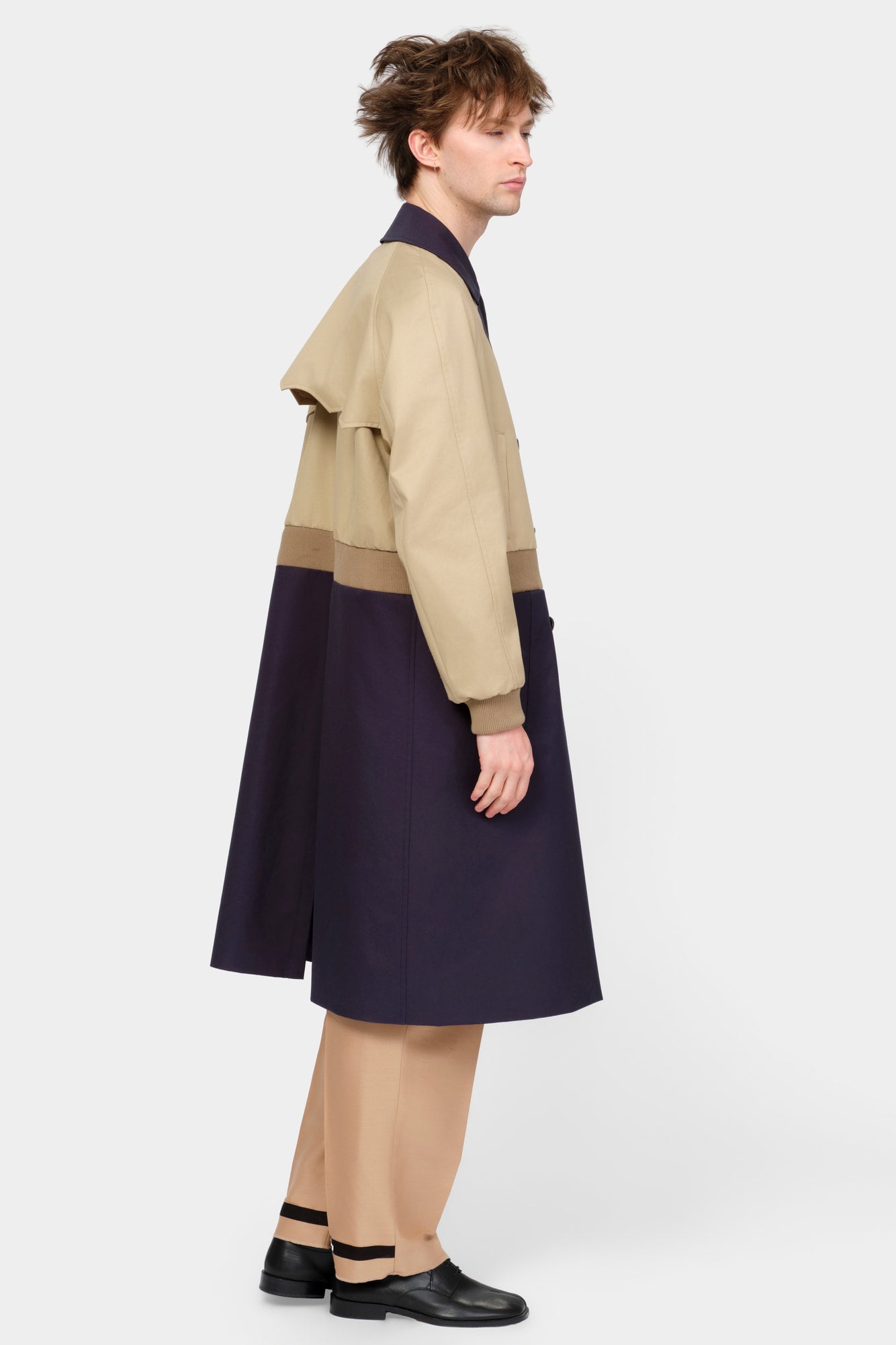 TRENCH COAT in blue / beige cotton