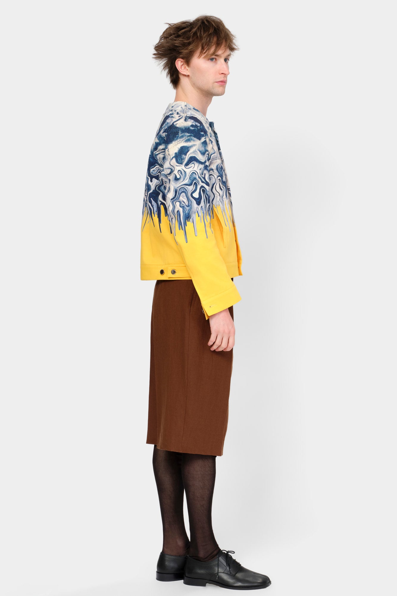 Blouson featuring a digitally printed bleached denim