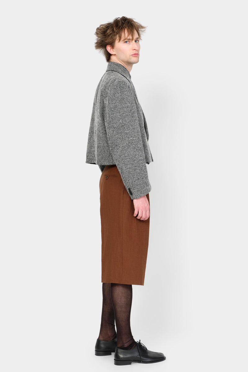 CUT-OFF OVERCOAT in herringbone wool