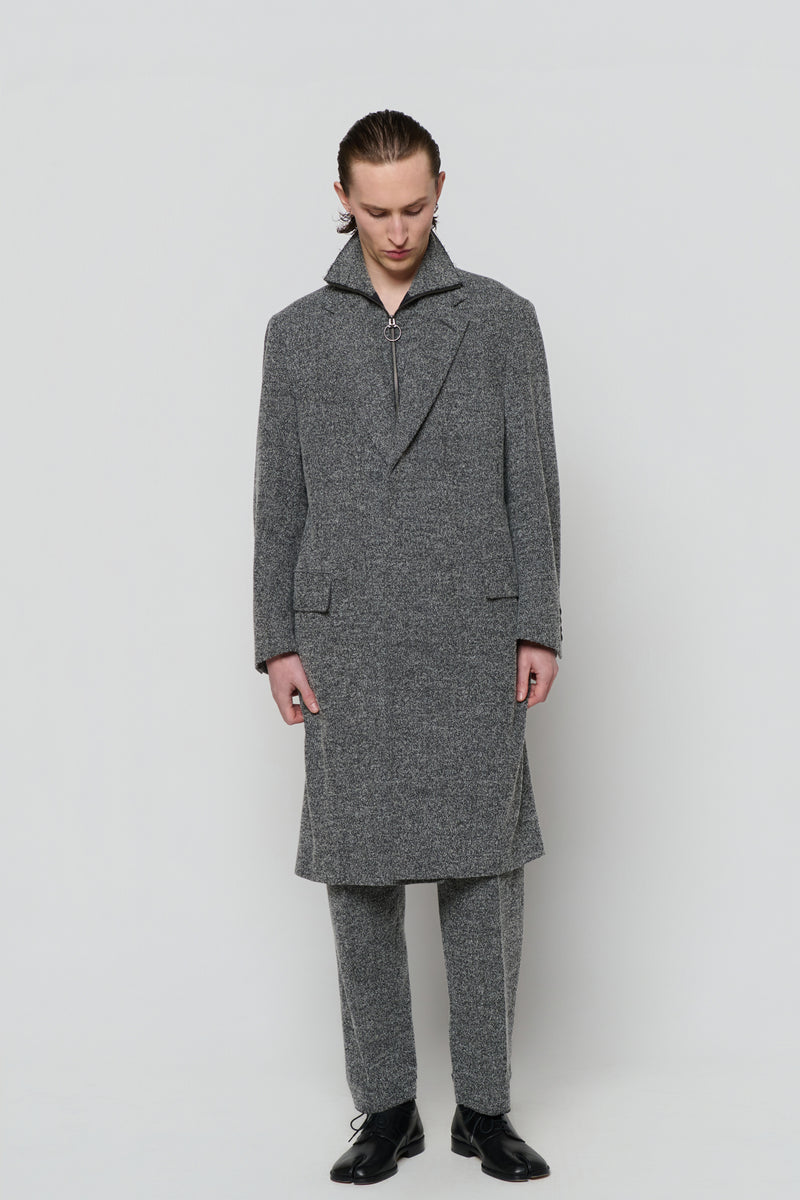 SINGLE-BREASTED OVERCOAT in herringbone