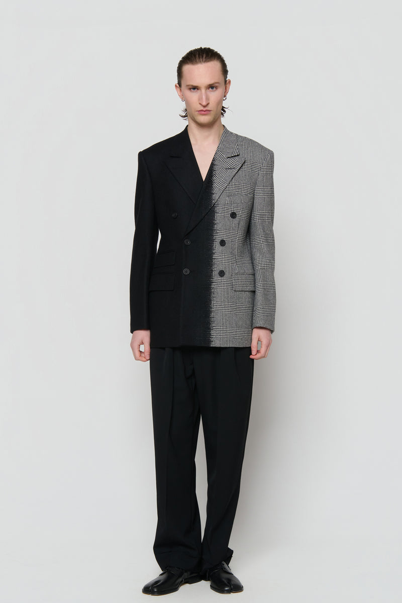 DOUBLE-BREASTED JACKET in black / glencheck