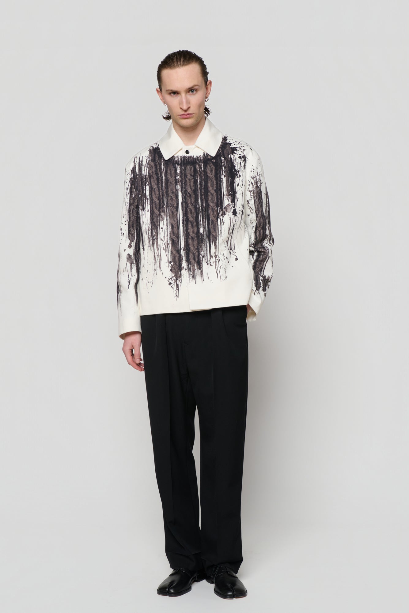 BLOUSON in cable knit print