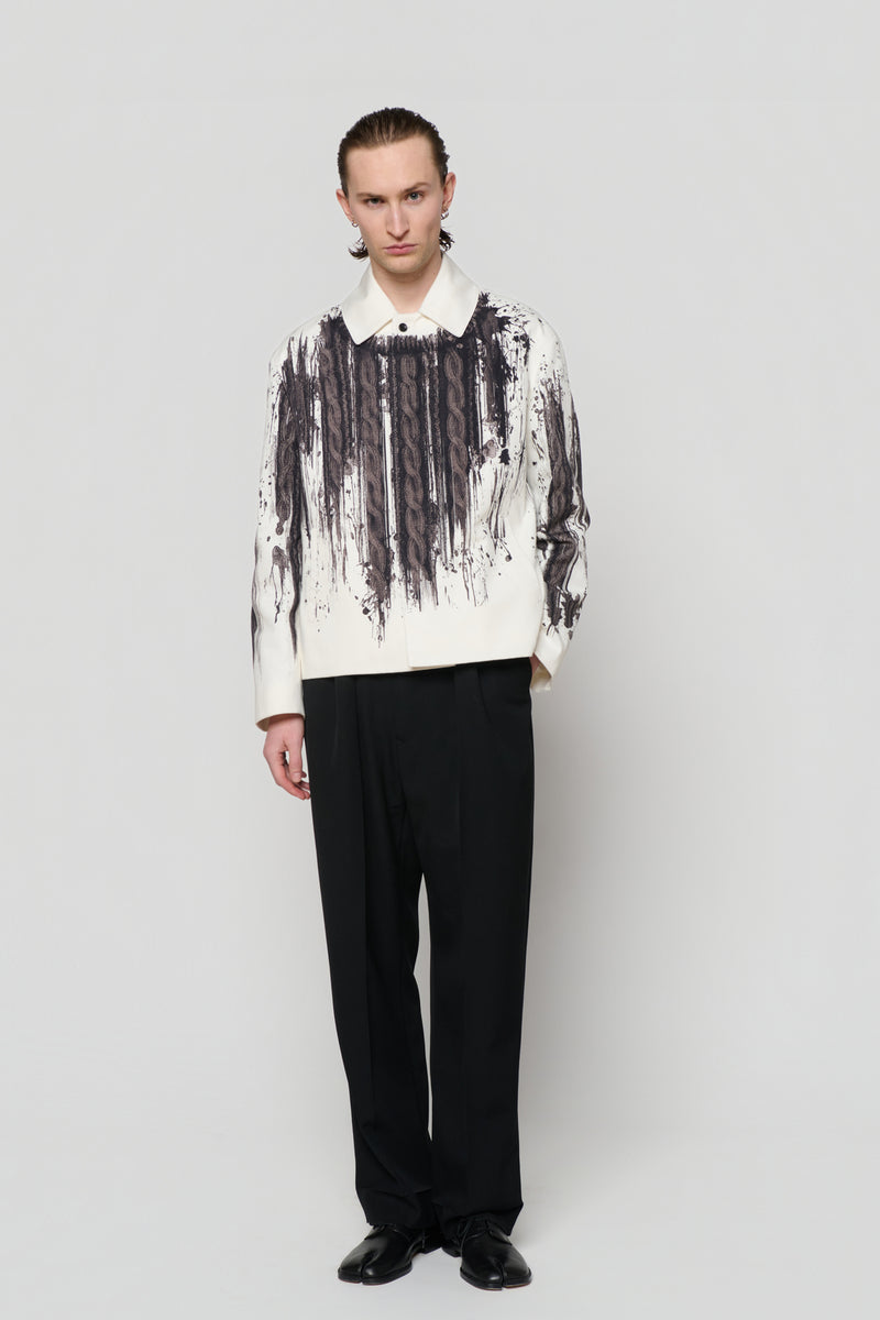 BLOUSON in cable knit print