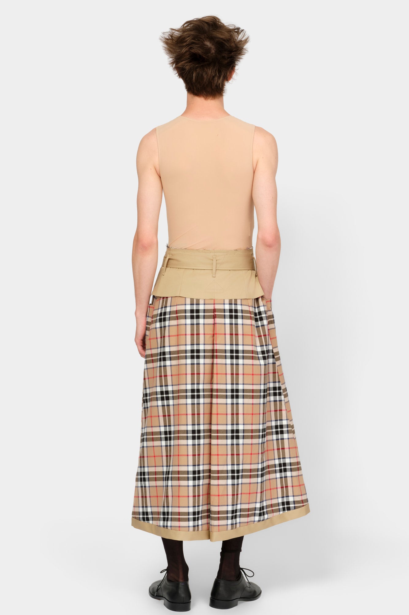 CUT-OFF TRENCH-COAT CULOTTE in beige cotton
