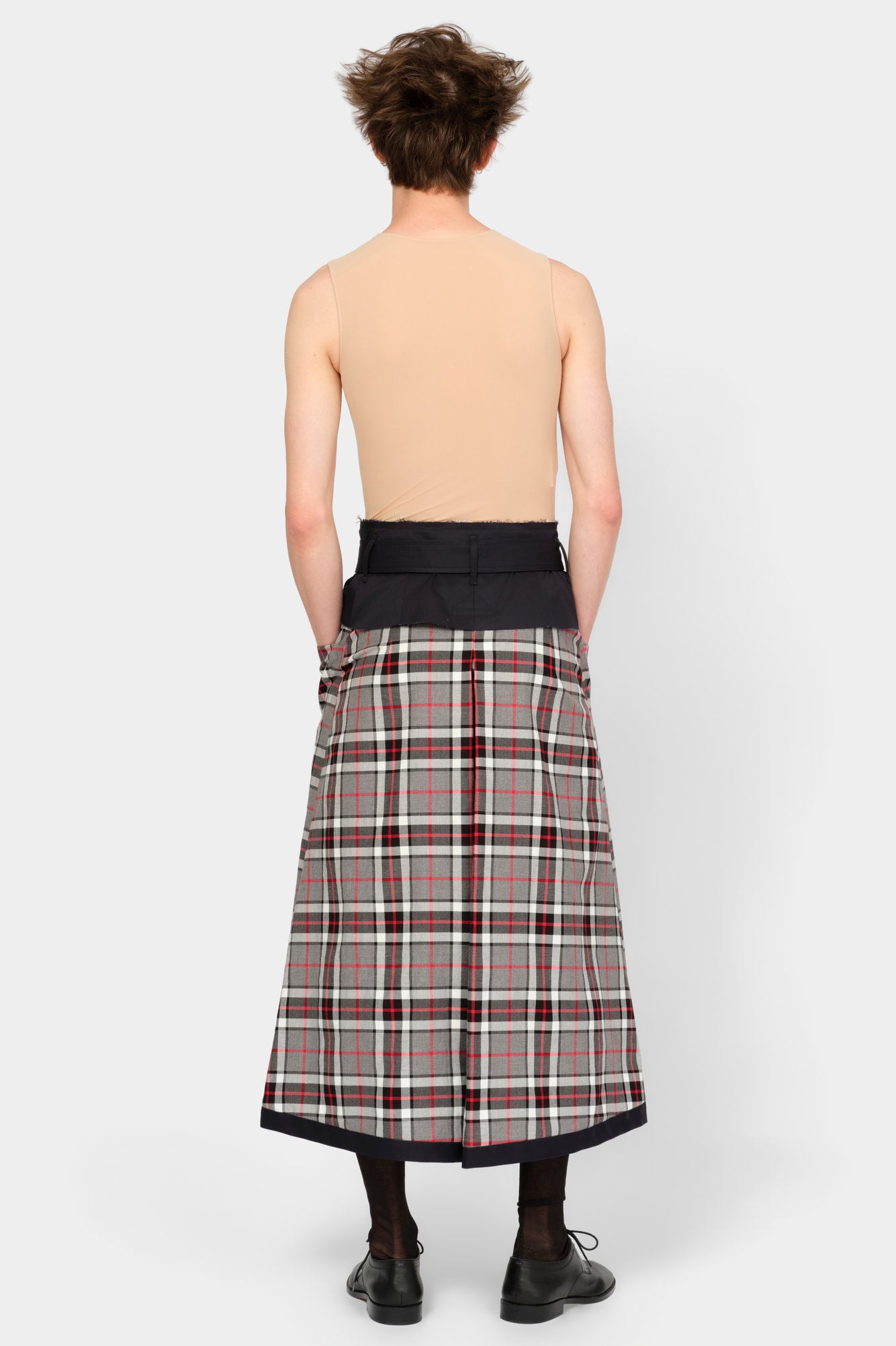 CUT-OFF TRENCH-COAT CULOTTE in blue cotton