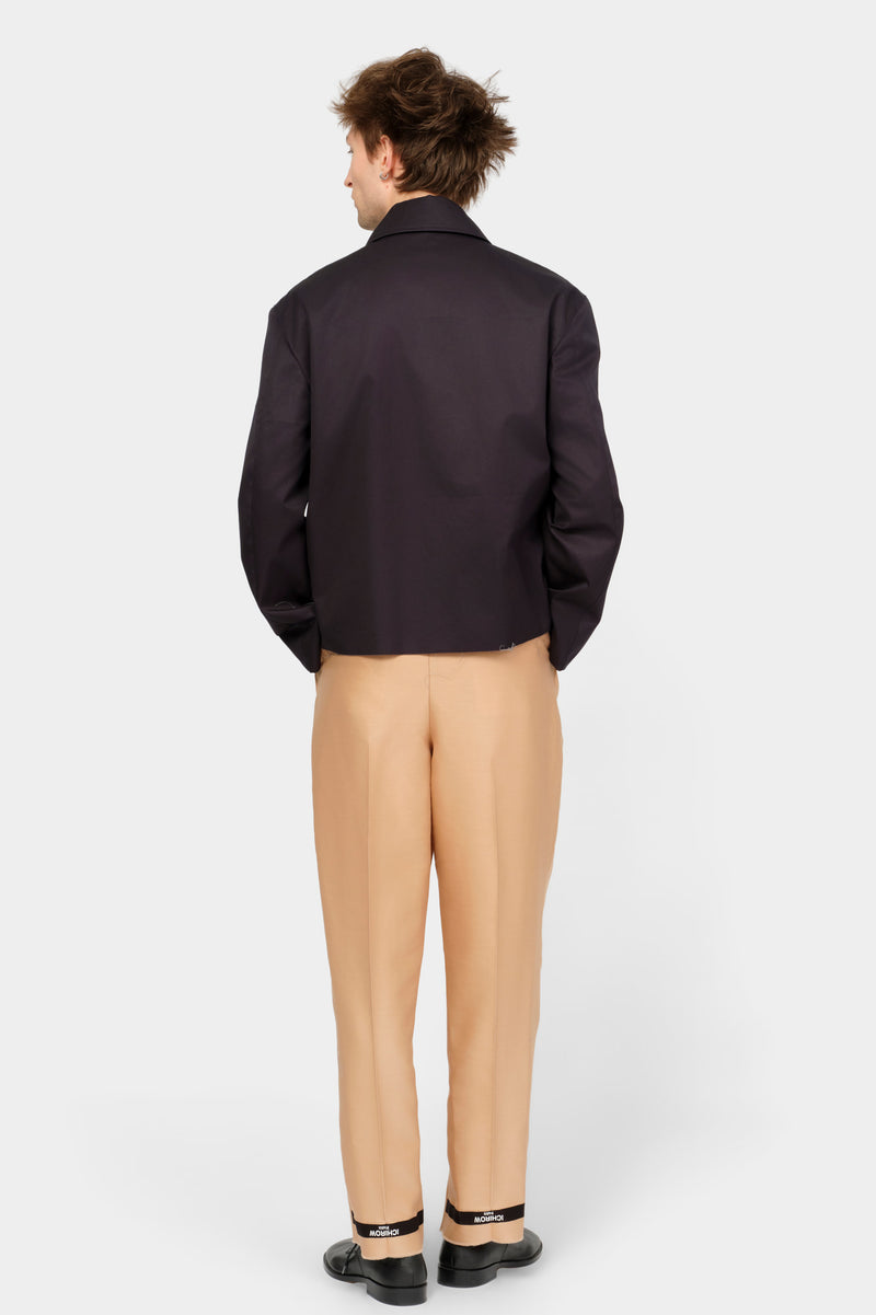 CUT-OFF TRENCH-COAT in blue cotton