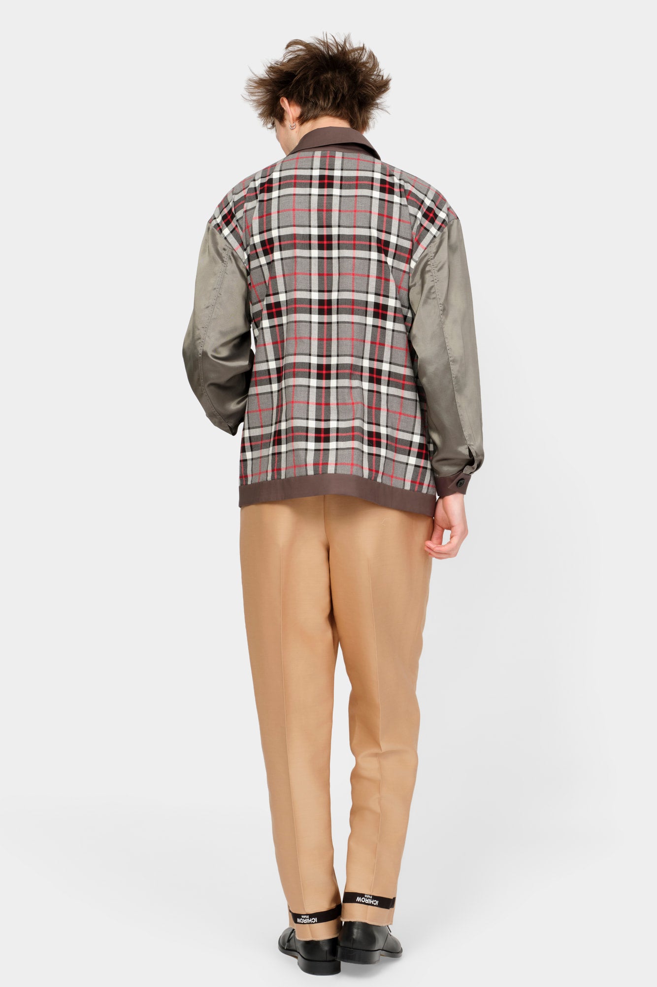 SET-IN SLEEVE SHIRT in grey cotton