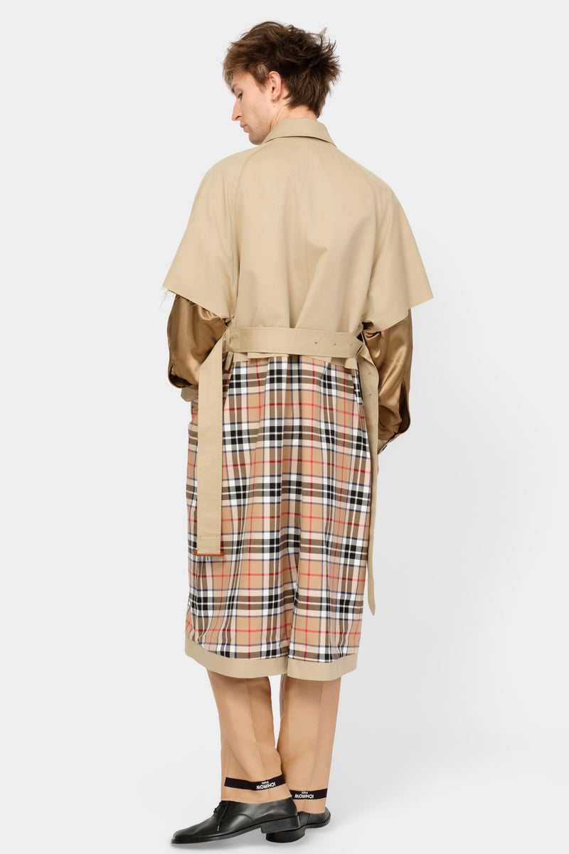 CUT-OFF TRENCH COAT in beige cotton