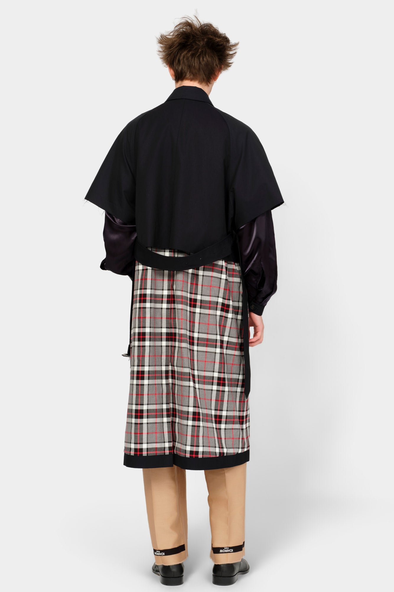 CUT-OFF TRENCH COAT in blue cotton