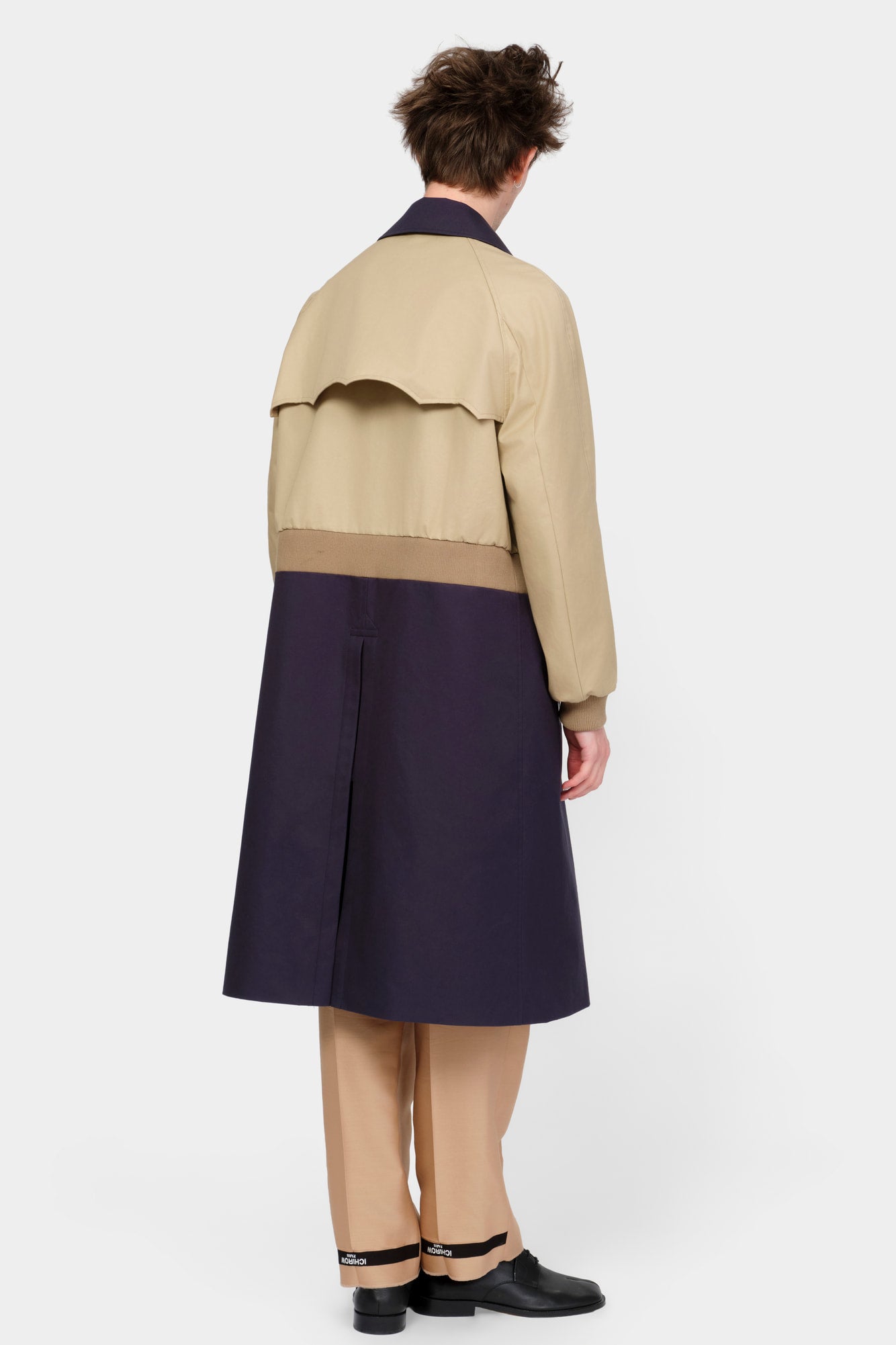 TRENCH COAT in blue / beige cotton