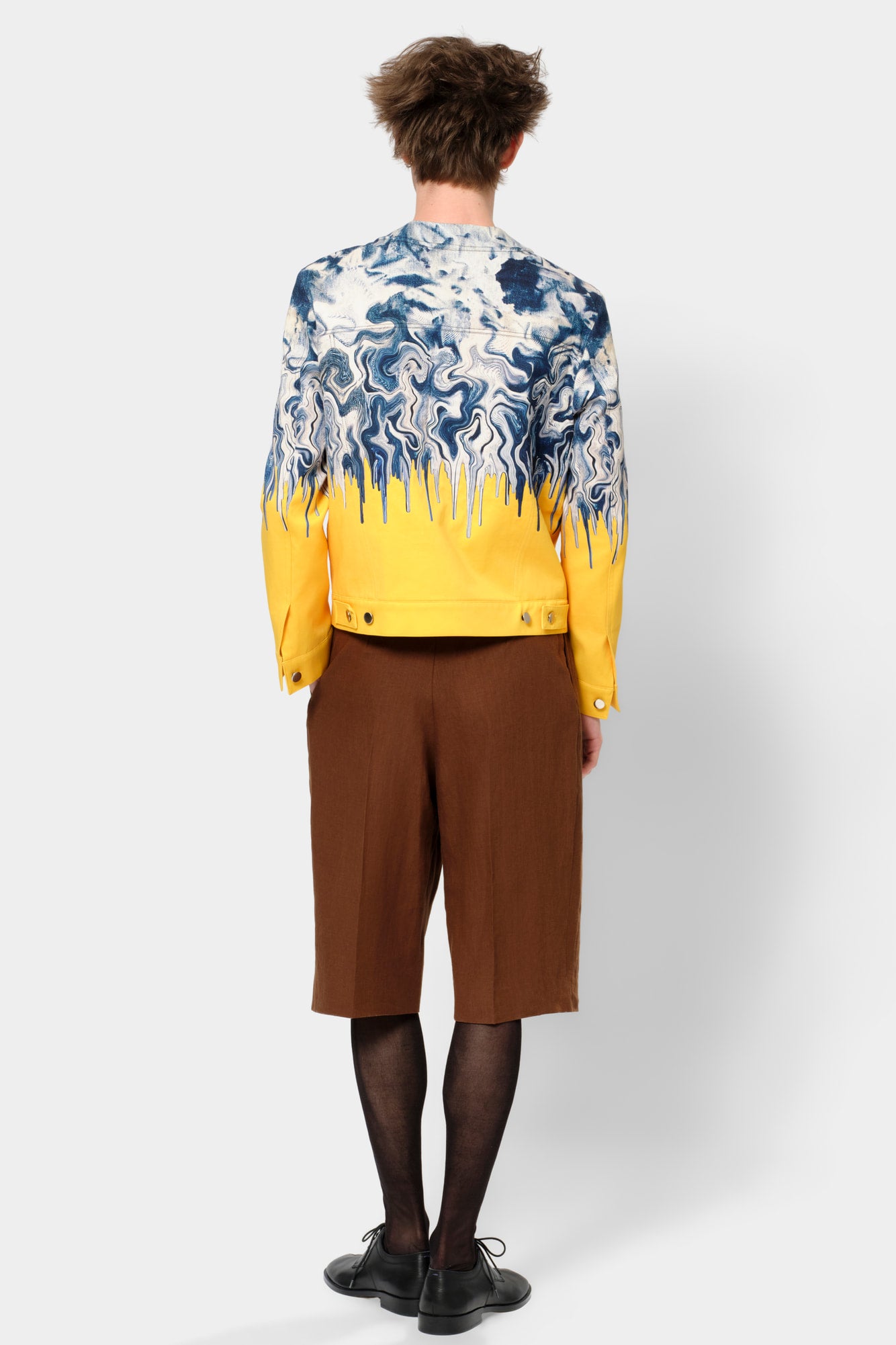 Blouson featuring a digitally printed bleached denim