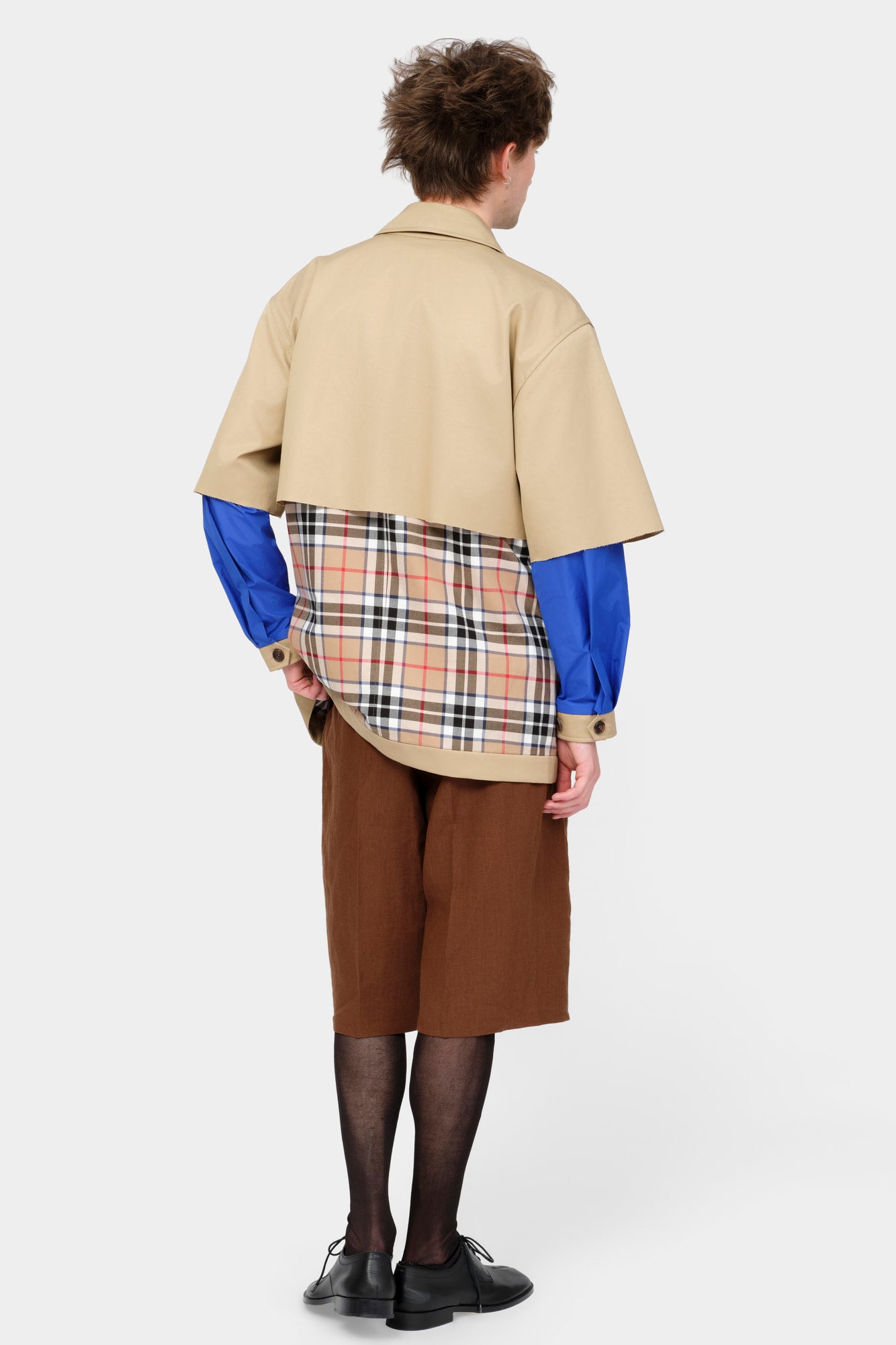 CUT-OFF TRENCH SHIRT in beige cotton