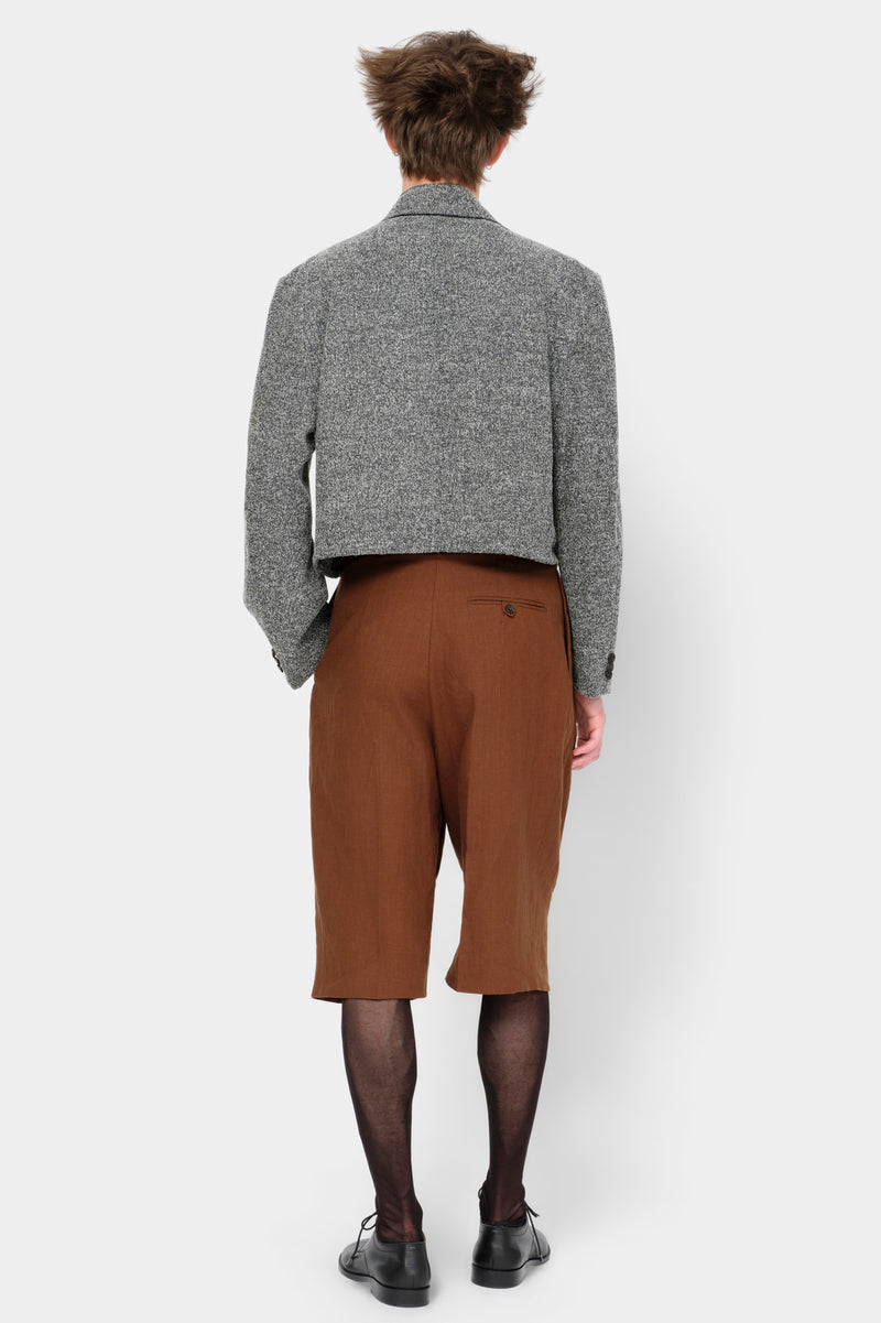 CUT-OFF OVERCOAT in herringbone wool
