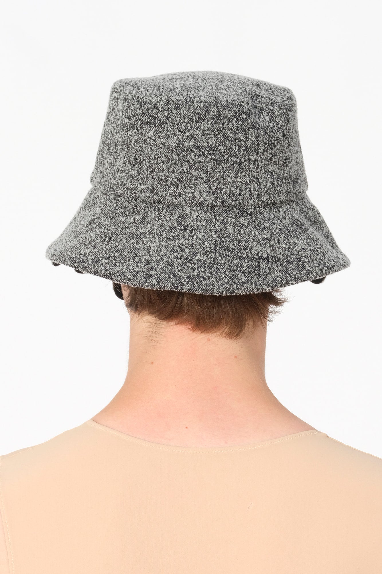 MELTING HAT in grey herrinbone wool
