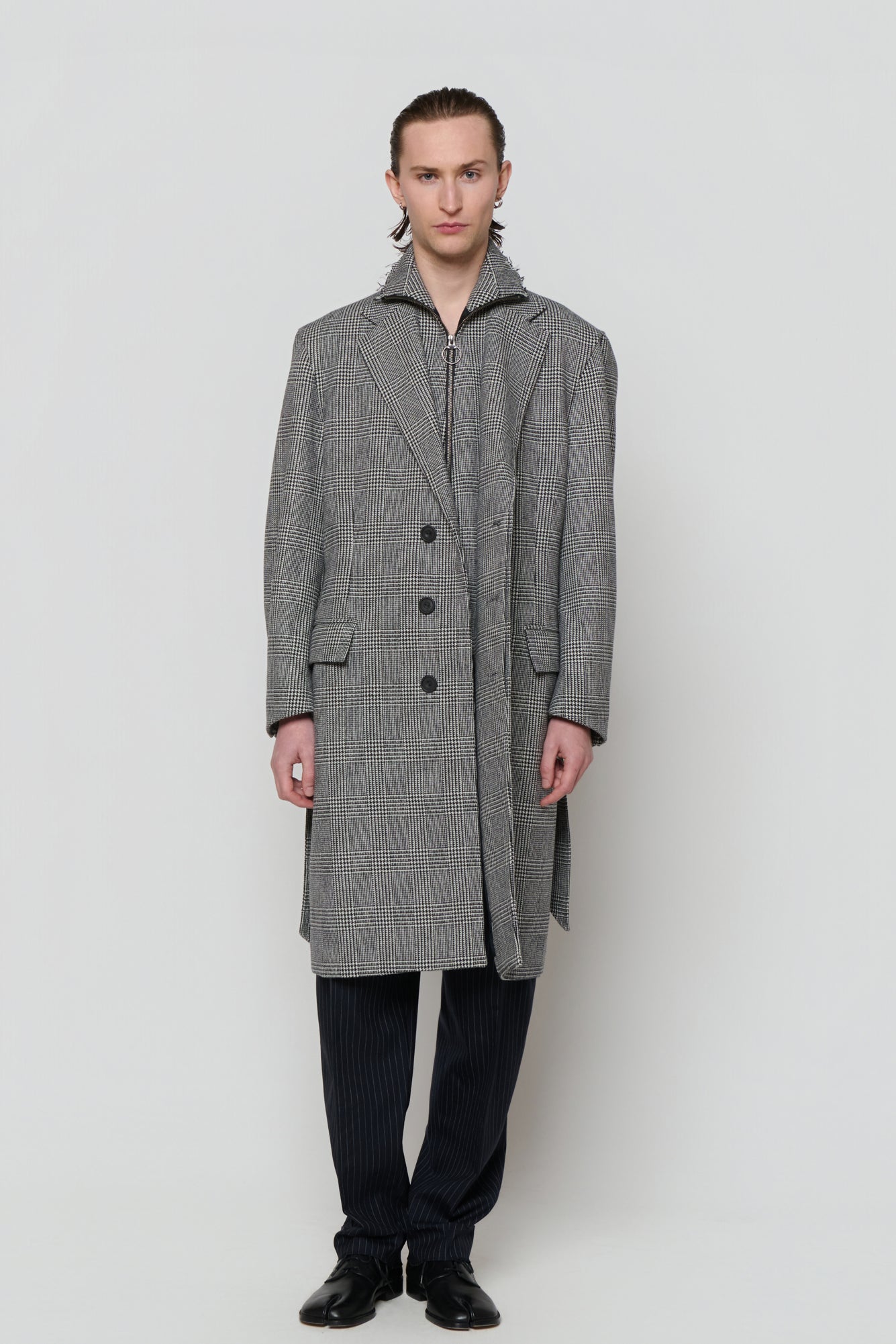 SINGLE-BREASTED OVERCOAT in glencheck
