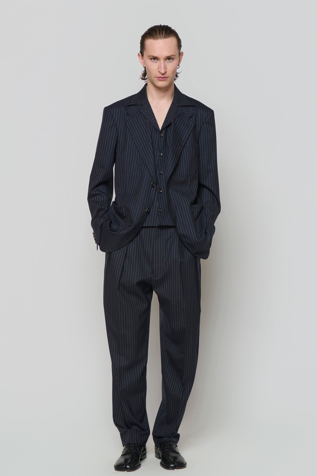 DOUBLE-BREASTED JACKET in black / glencheck