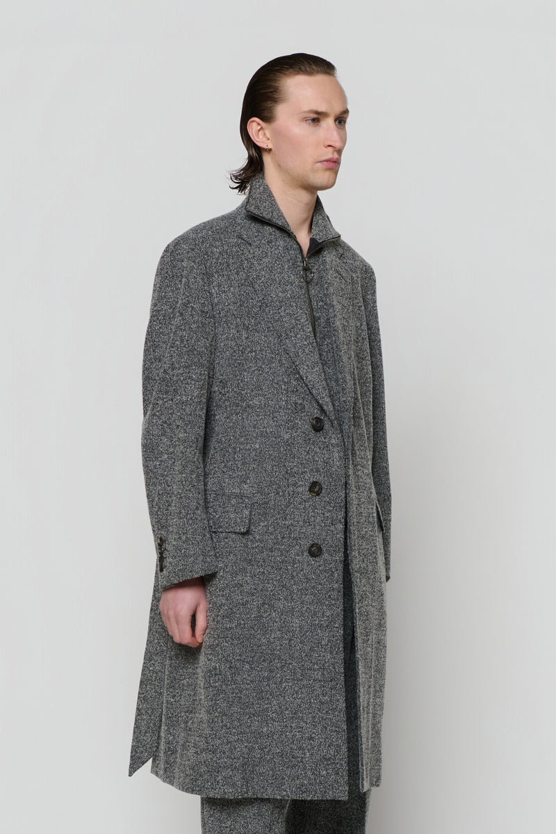 SINGLE-BREASTED OVERCOAT in herringbone