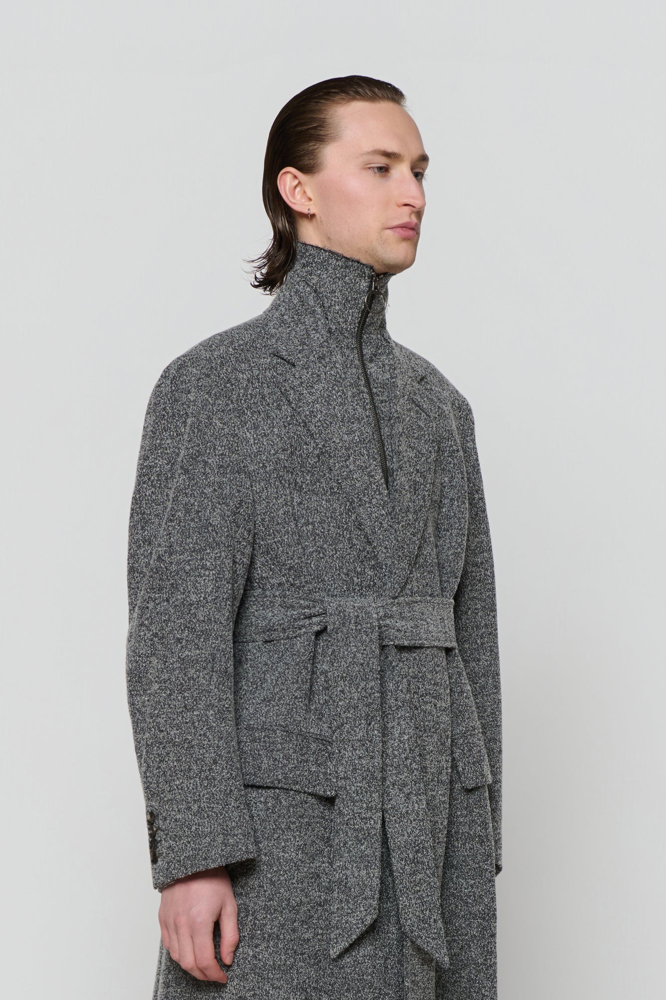 SINGLE-BREASTED OVERCOAT in herringbone