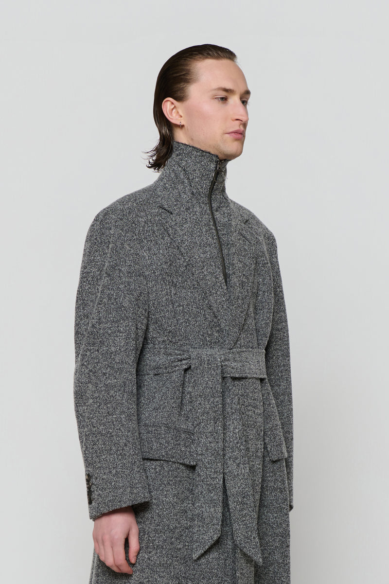 SINGLE-BREASTED OVERCOAT in herringbone