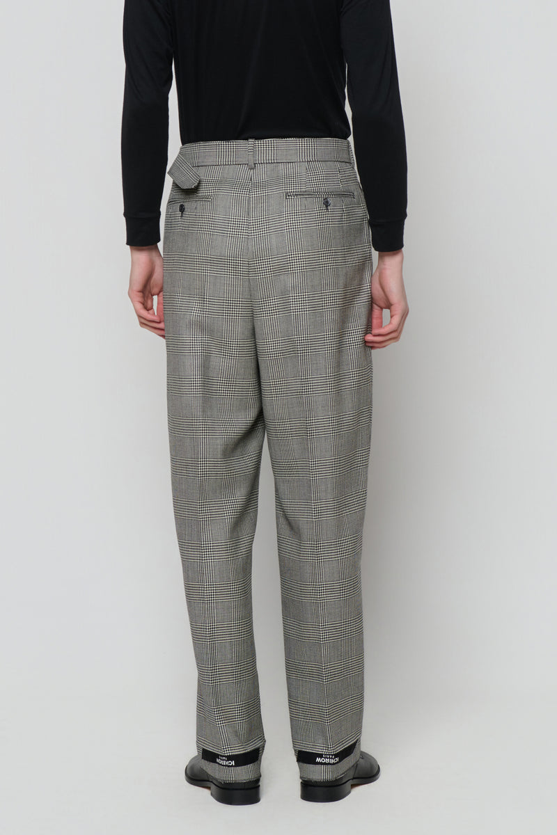 BELTED TAILORED TROUSERS in glencheck worstedWORSTED