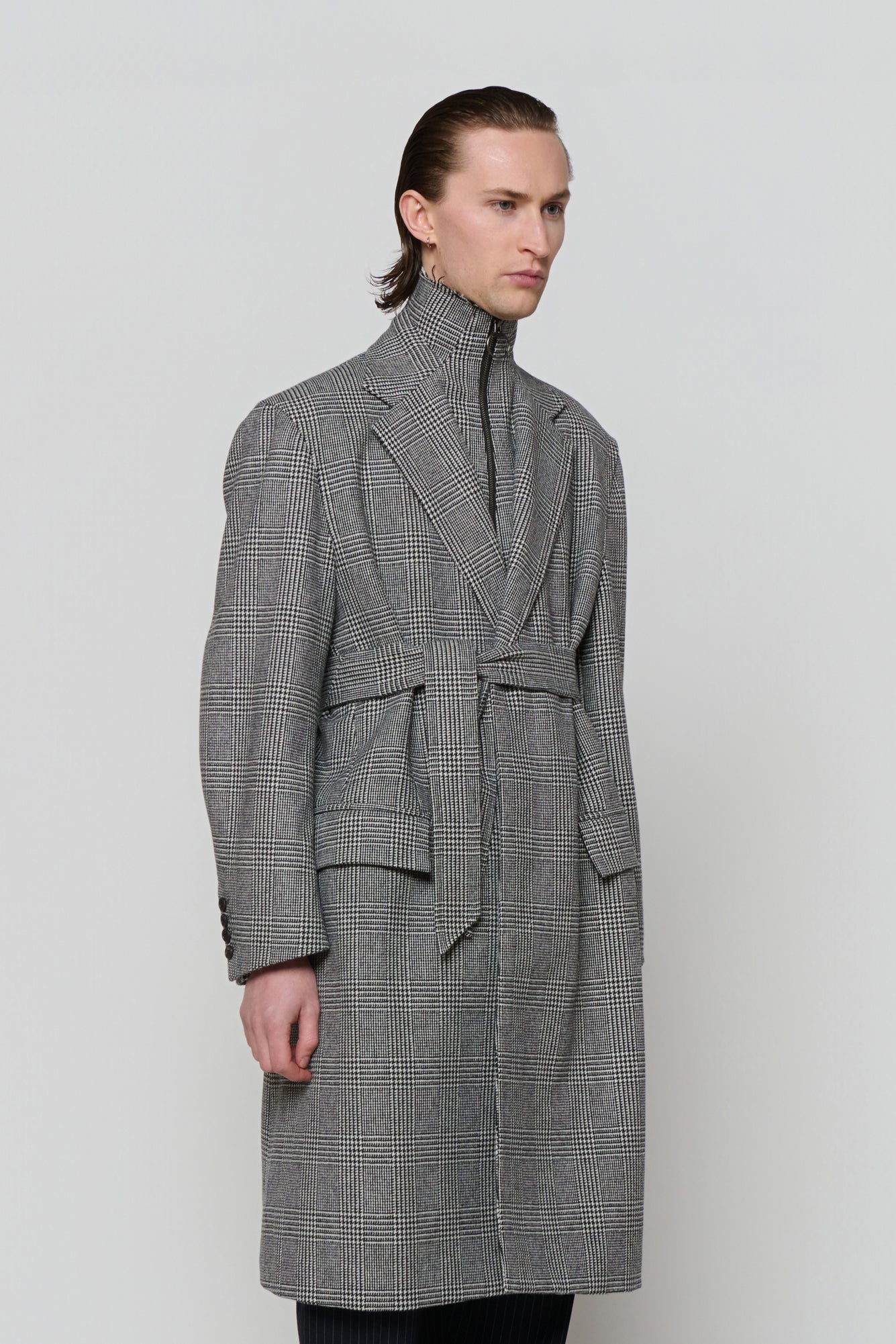 SINGLE-BREASTED OVERCOAT in glencheck