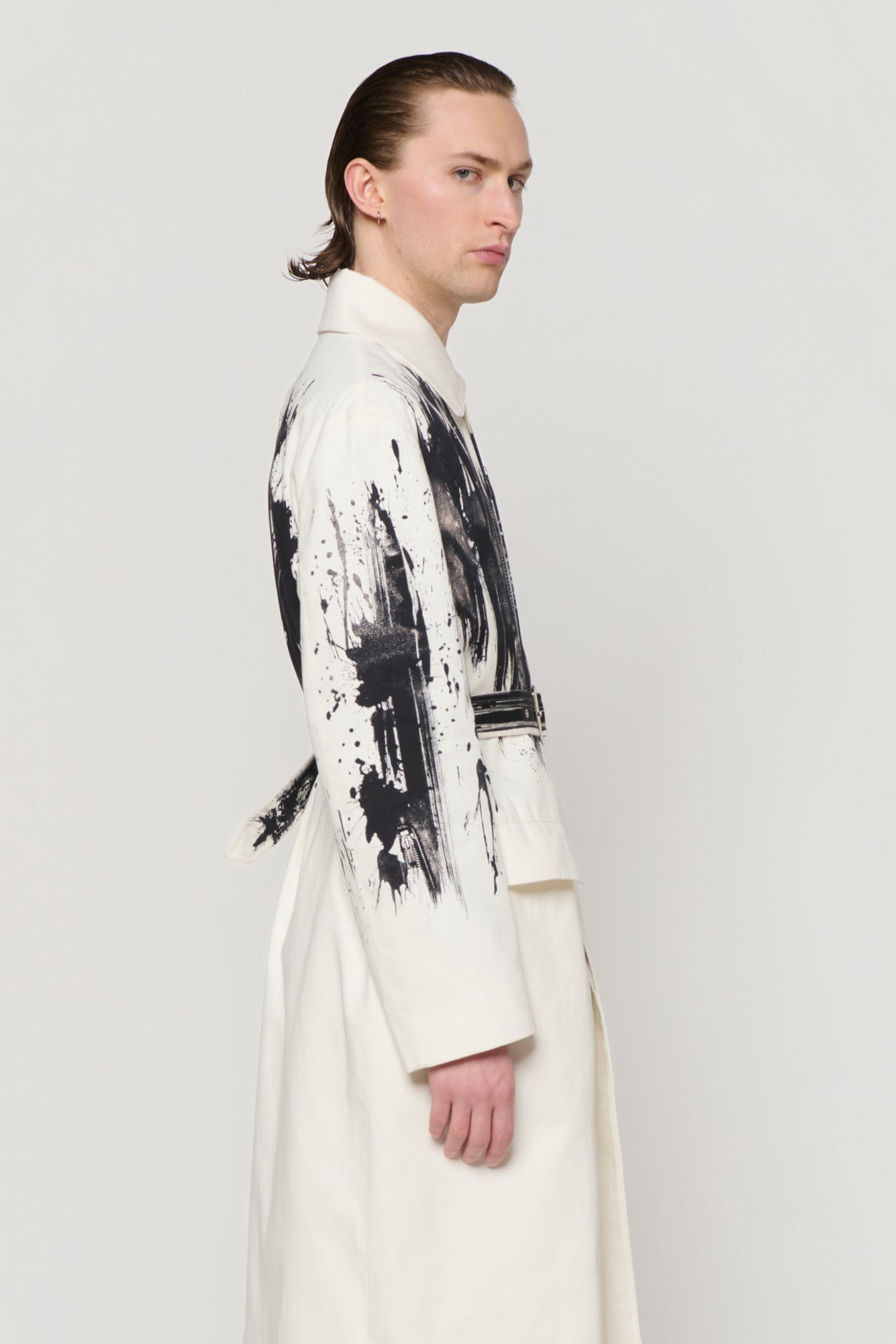 CAR COAT in biker jacket print