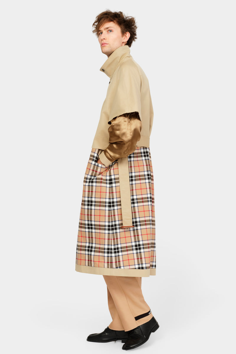 CUT-OFF TRENCH COAT in beige cotton