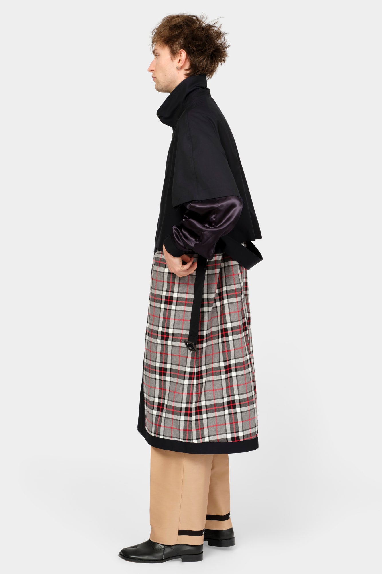 CUT-OFF TRENCH COAT in blue cotton