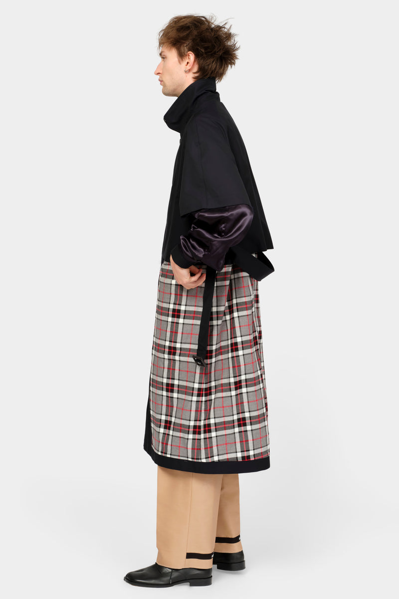 CUT-OFF TRENCH COAT in blue cotton