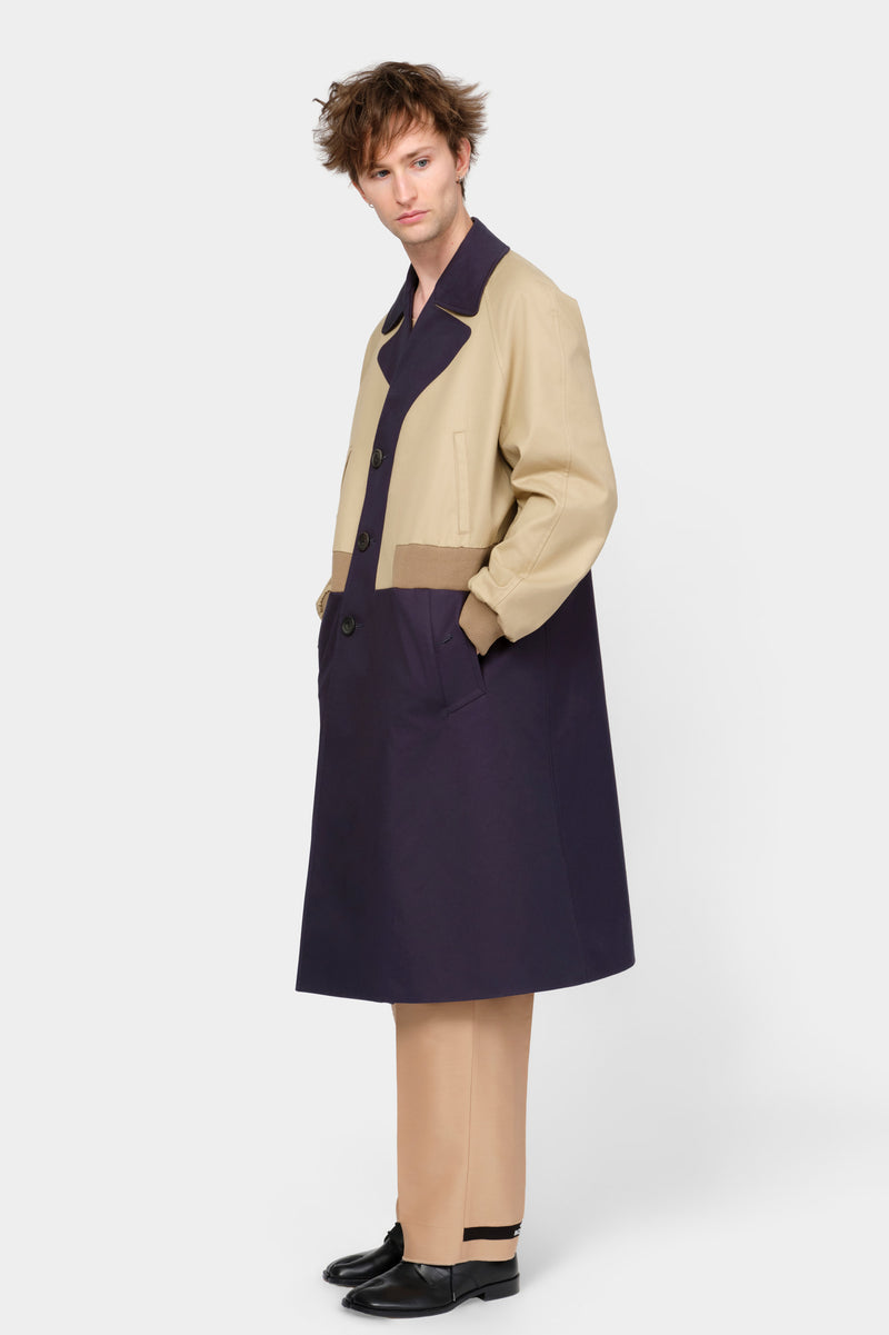 TRENCH COAT in blue / beige cotton