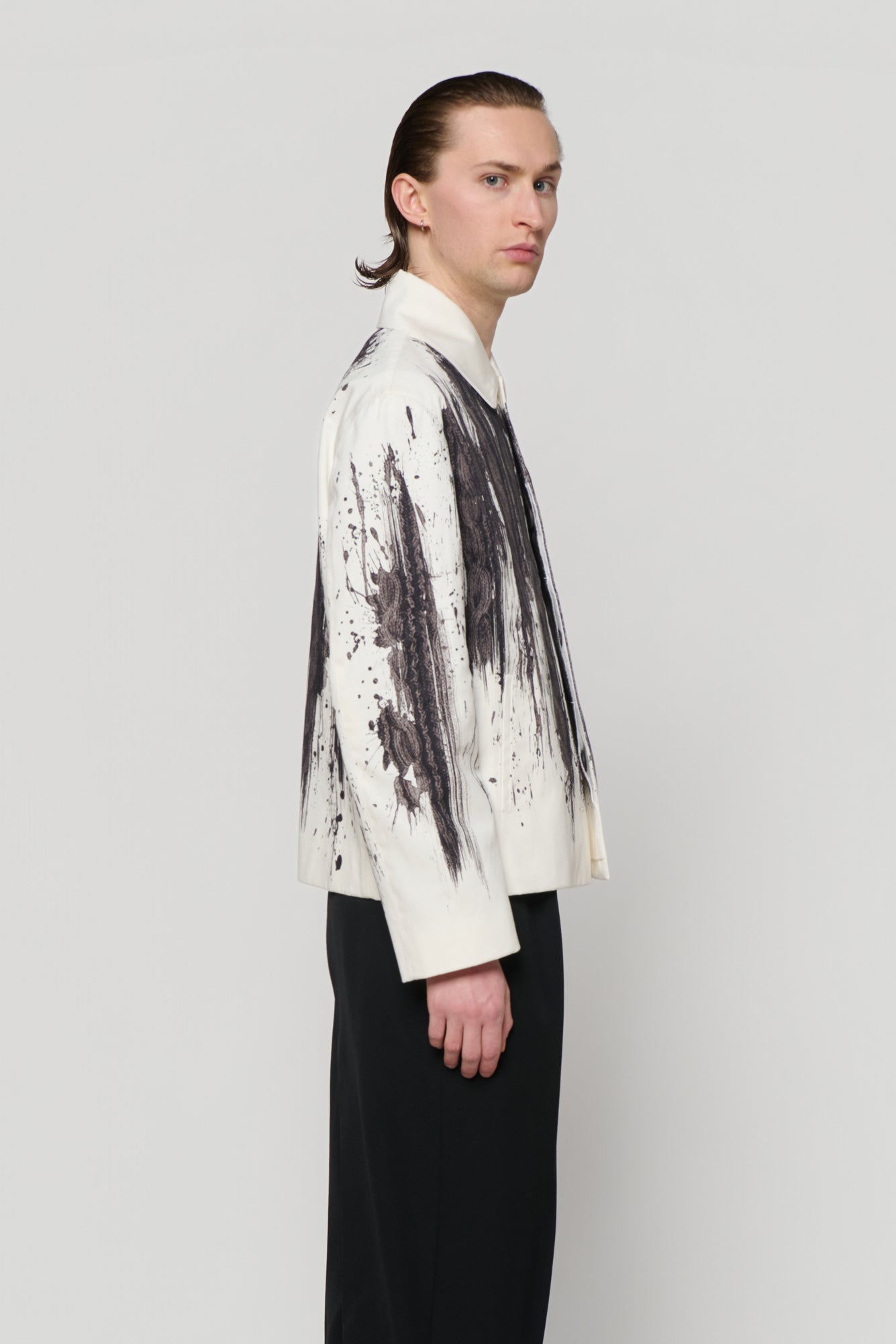 BLOUSON in cable knit print