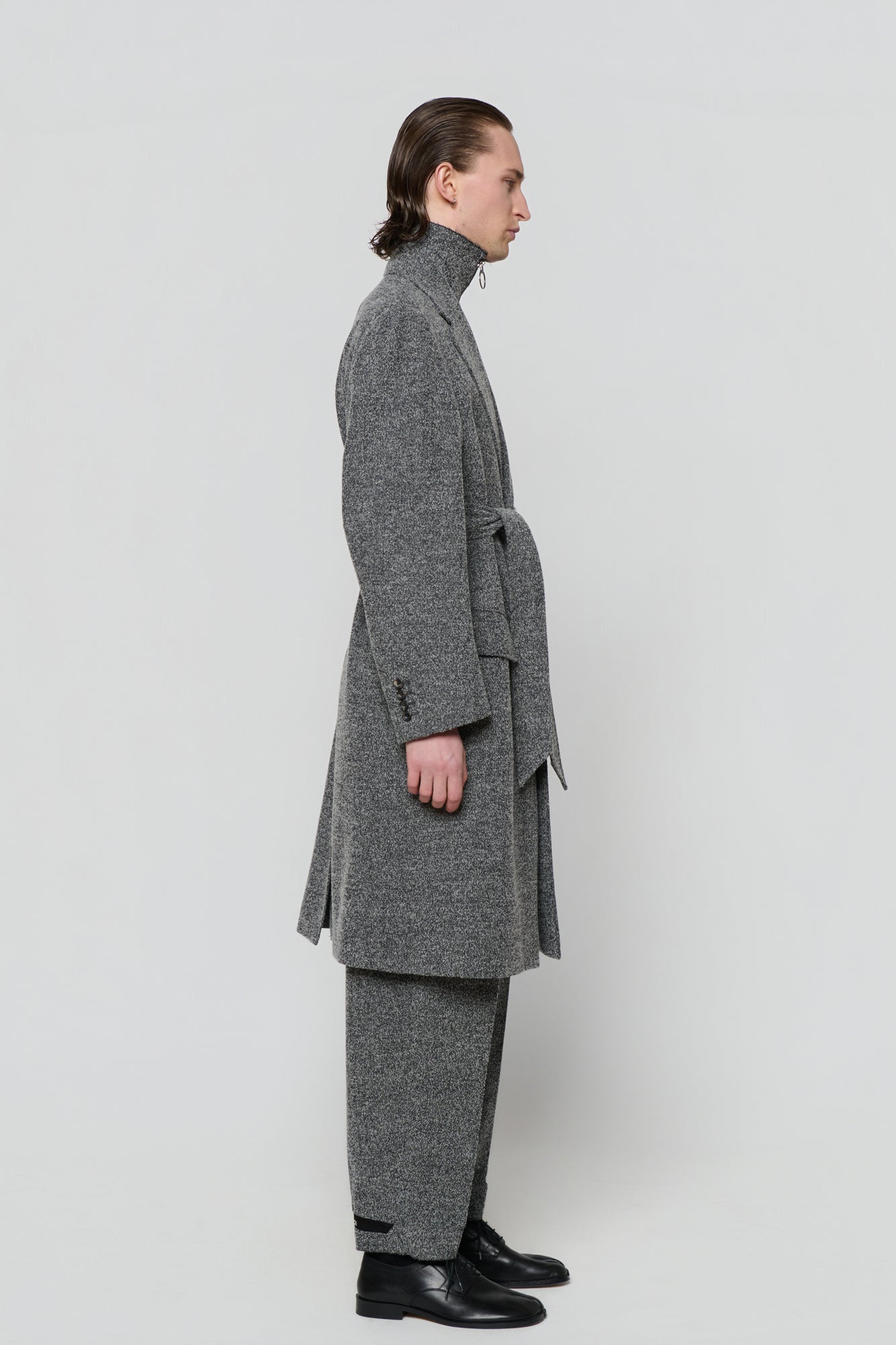 SINGLE-BREASTED OVERCOAT in herringbone