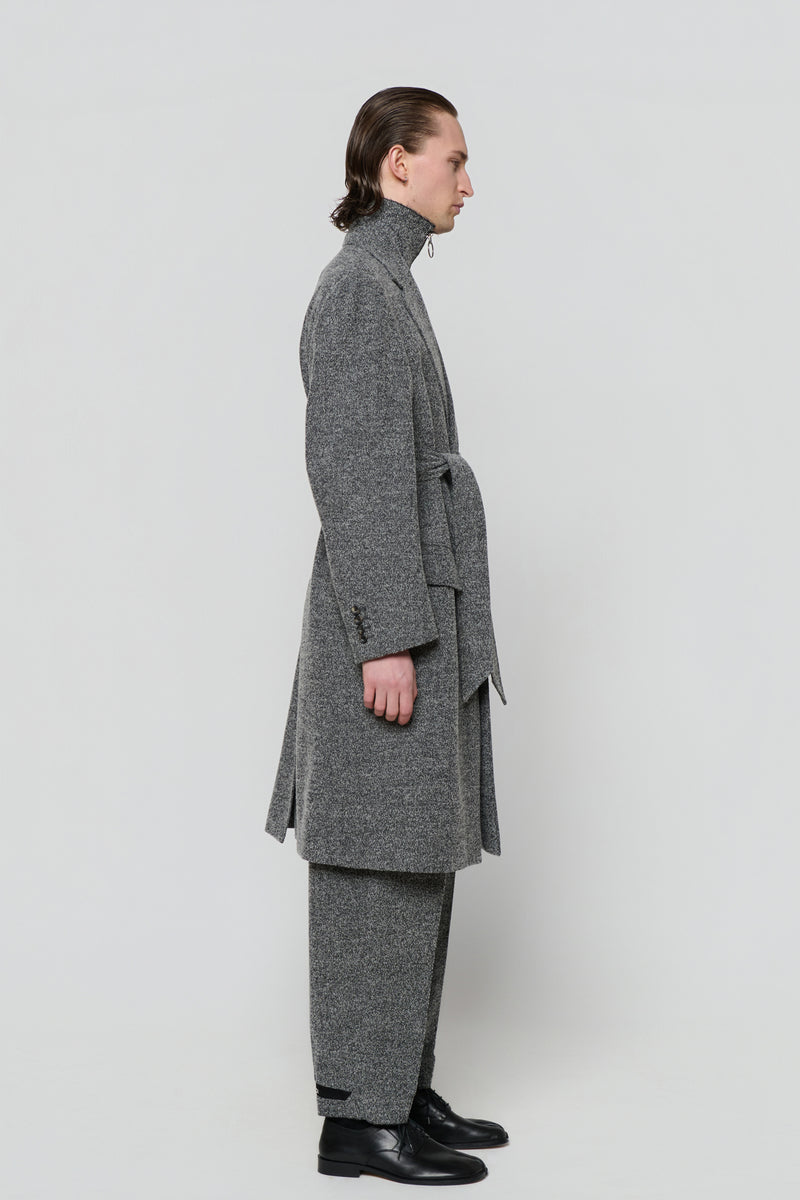 SINGLE-BREASTED OVERCOAT in herringbone