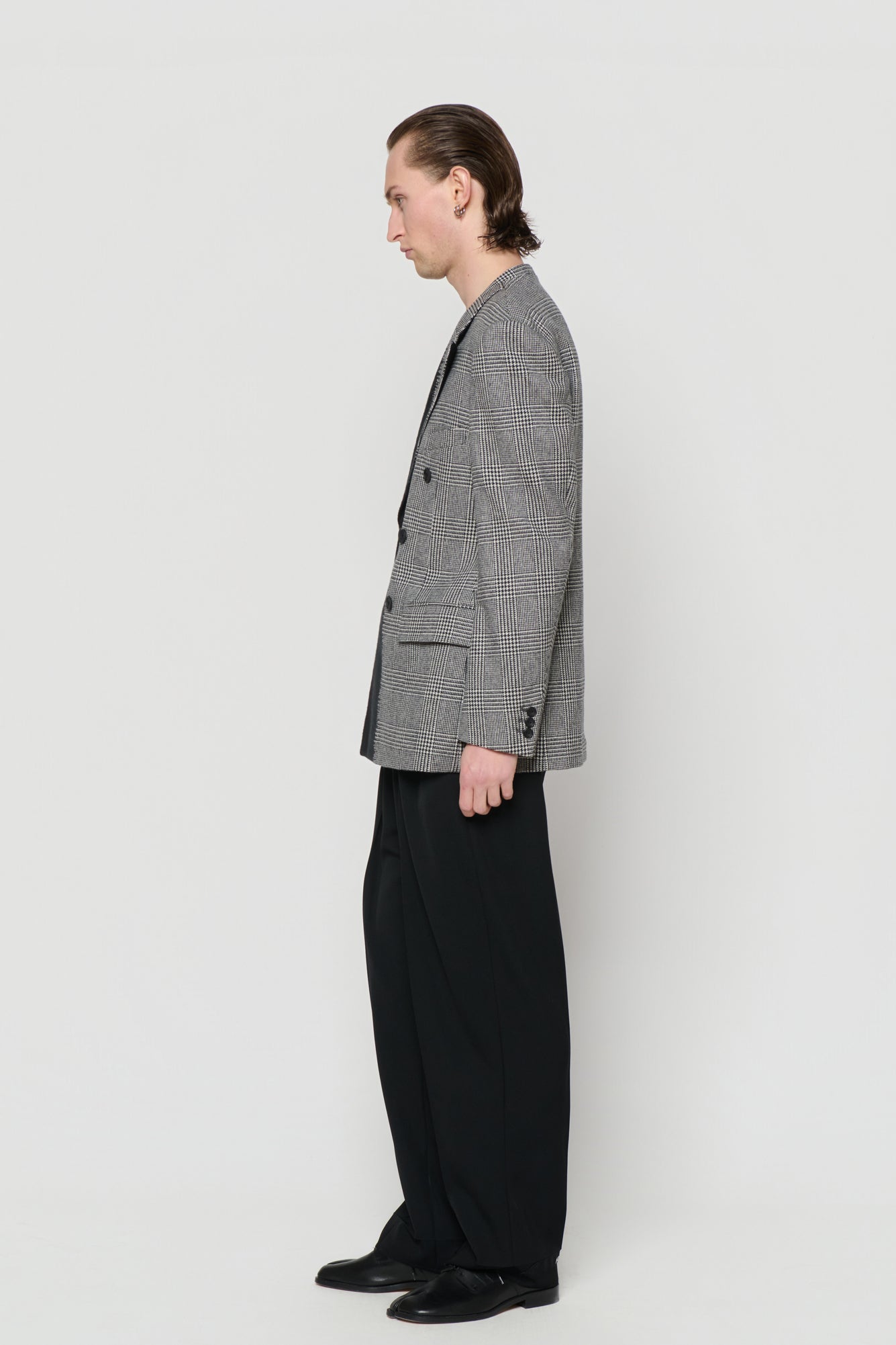 DOUBLE-BREASTED JACKET in black / glencheck