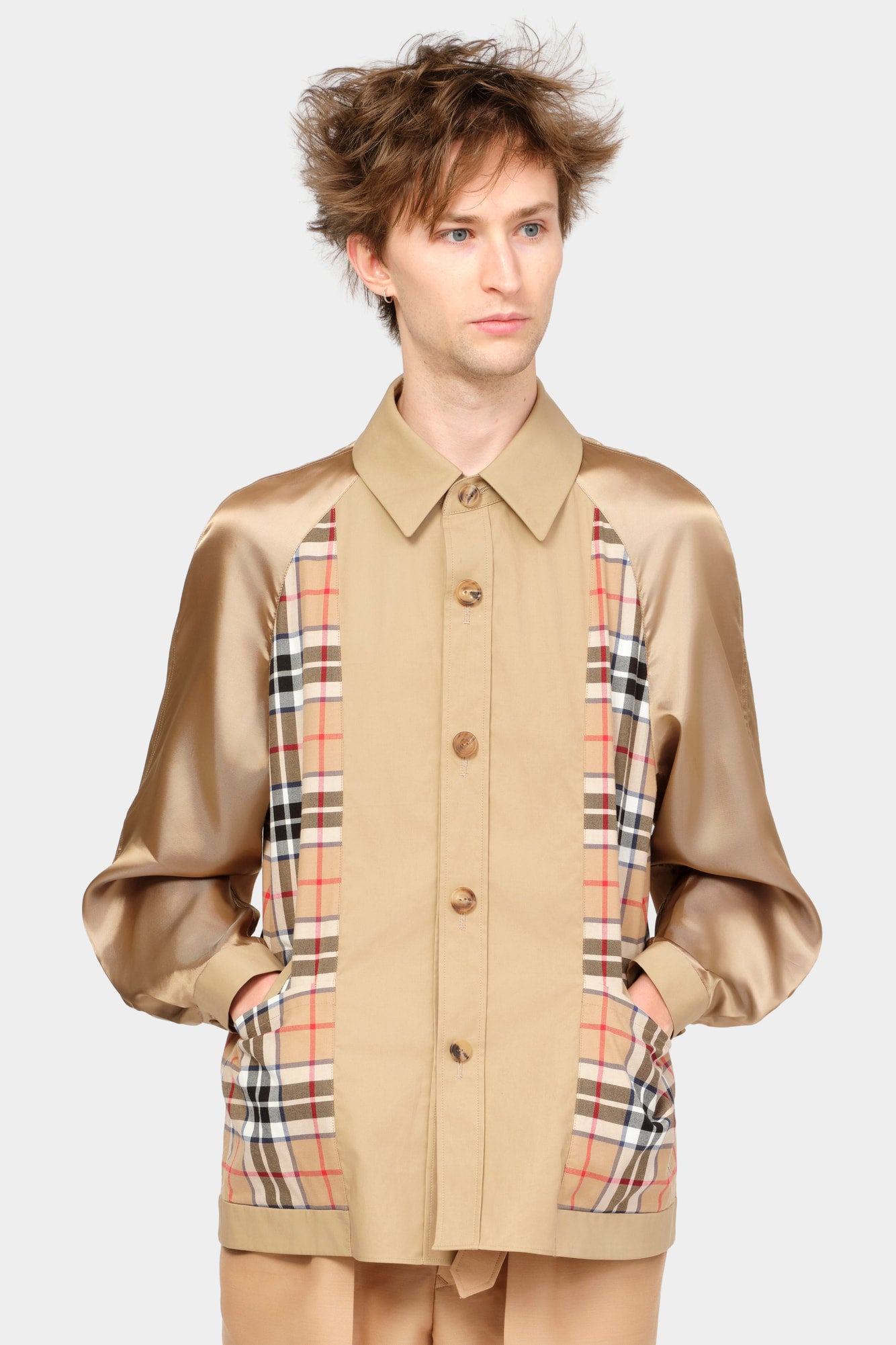 RAGLAN SLEEVE SHIRT in beige cotton